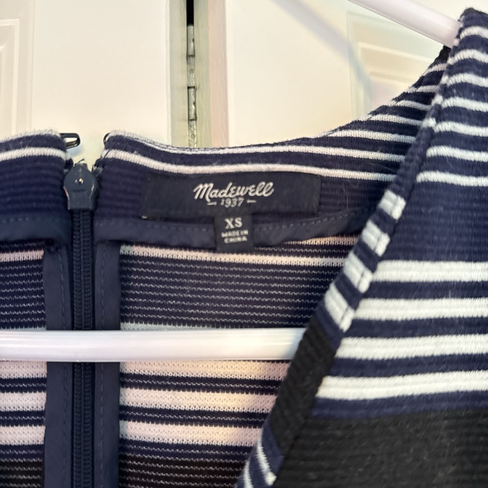 Madewell Navy, Black and White Striped Mini Dress - Picture 3 of 4